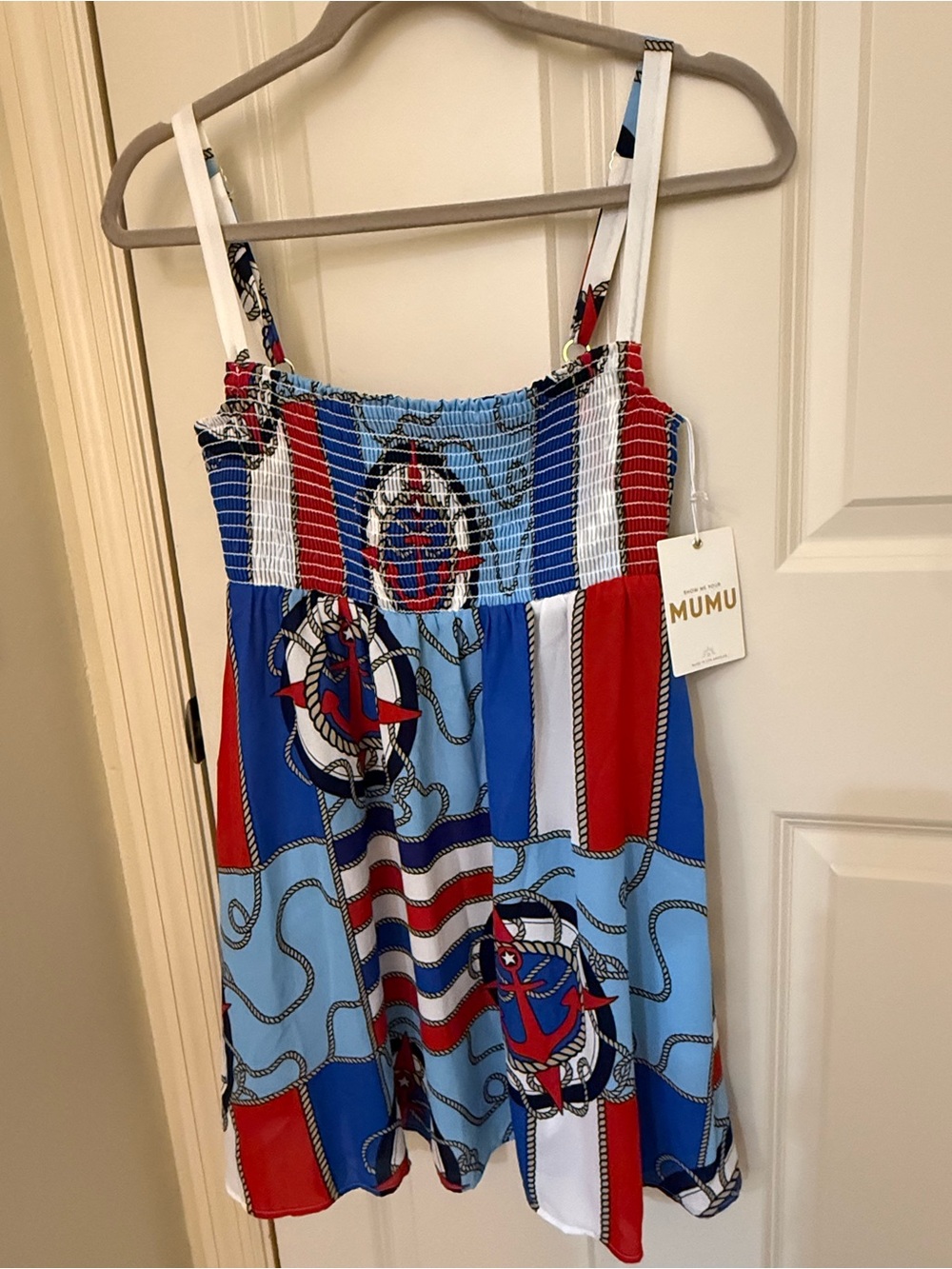 Show Me Your MuMu Red, Blue & White Nautical Dress